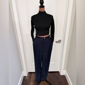 Silk Ralph Lauren Black High-Waisted Women's pants | size 8P | Dark Navy Blue